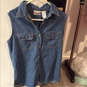 Blue Denim Sleeveless Shirt